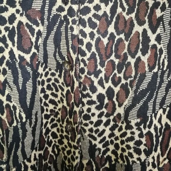 VINTAGE Y2K Leopard Print Neutral Button Front Bomber Jacket / Blazer Sz Medium - Picture 6 of 16